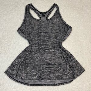 Athleta Women Gray Stripes Ultimate Scoop Tank Top